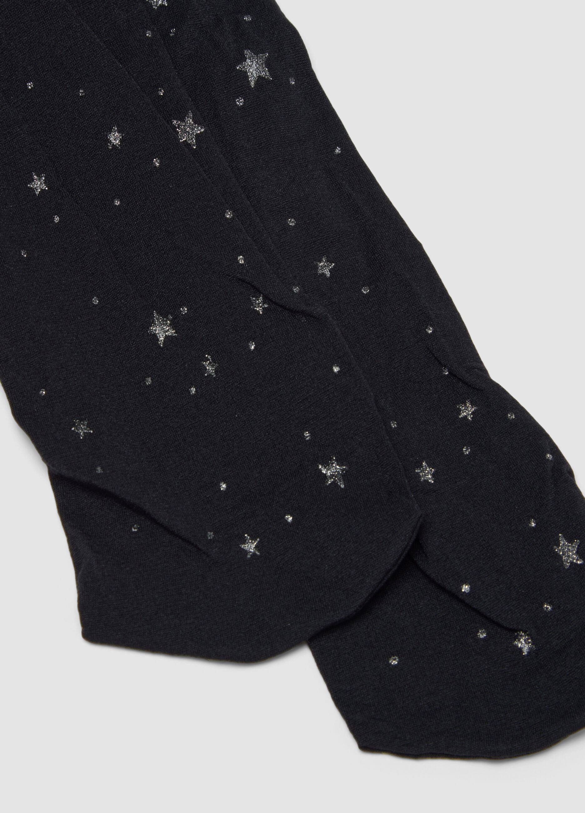 Collant nere in tessuto elasticizzato con stelle
