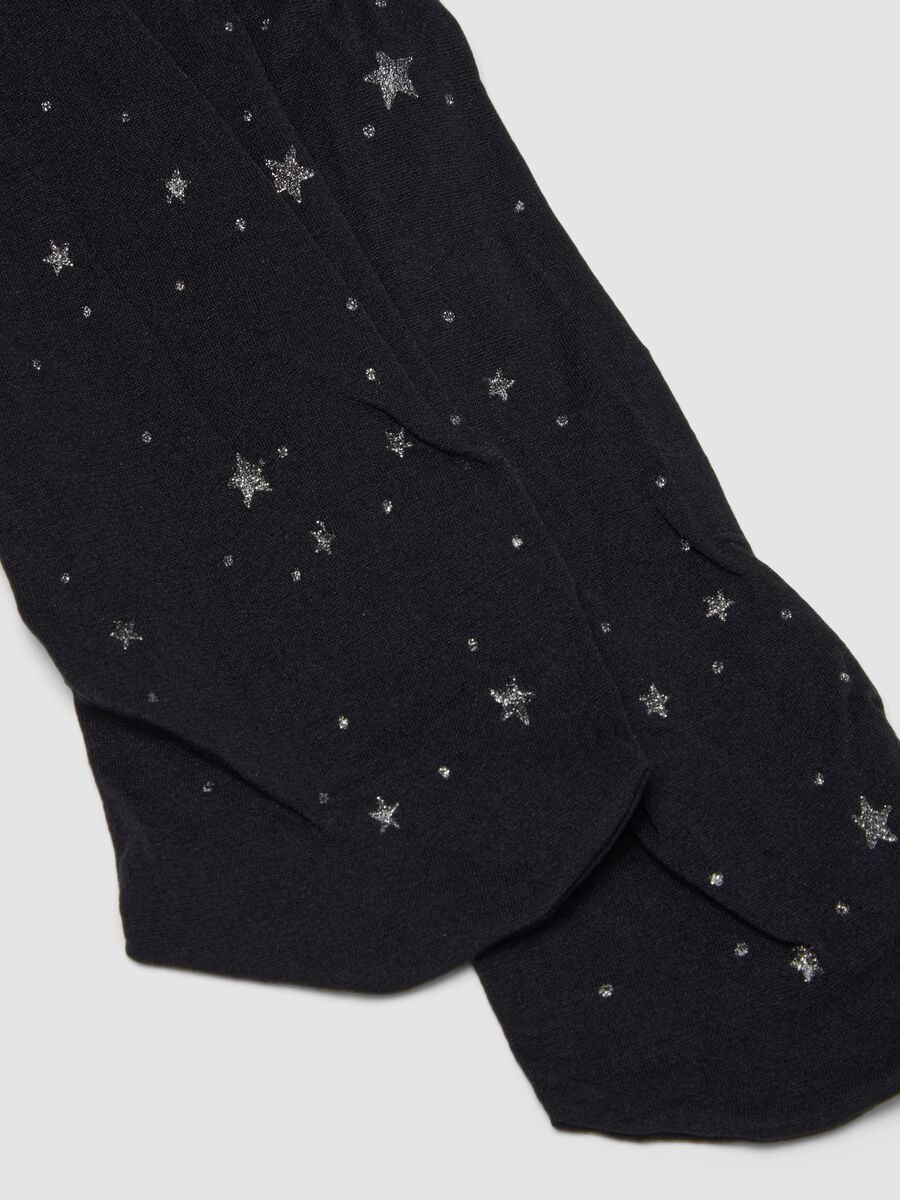 Collant nere in tessuto elasticizzato con stelle_2