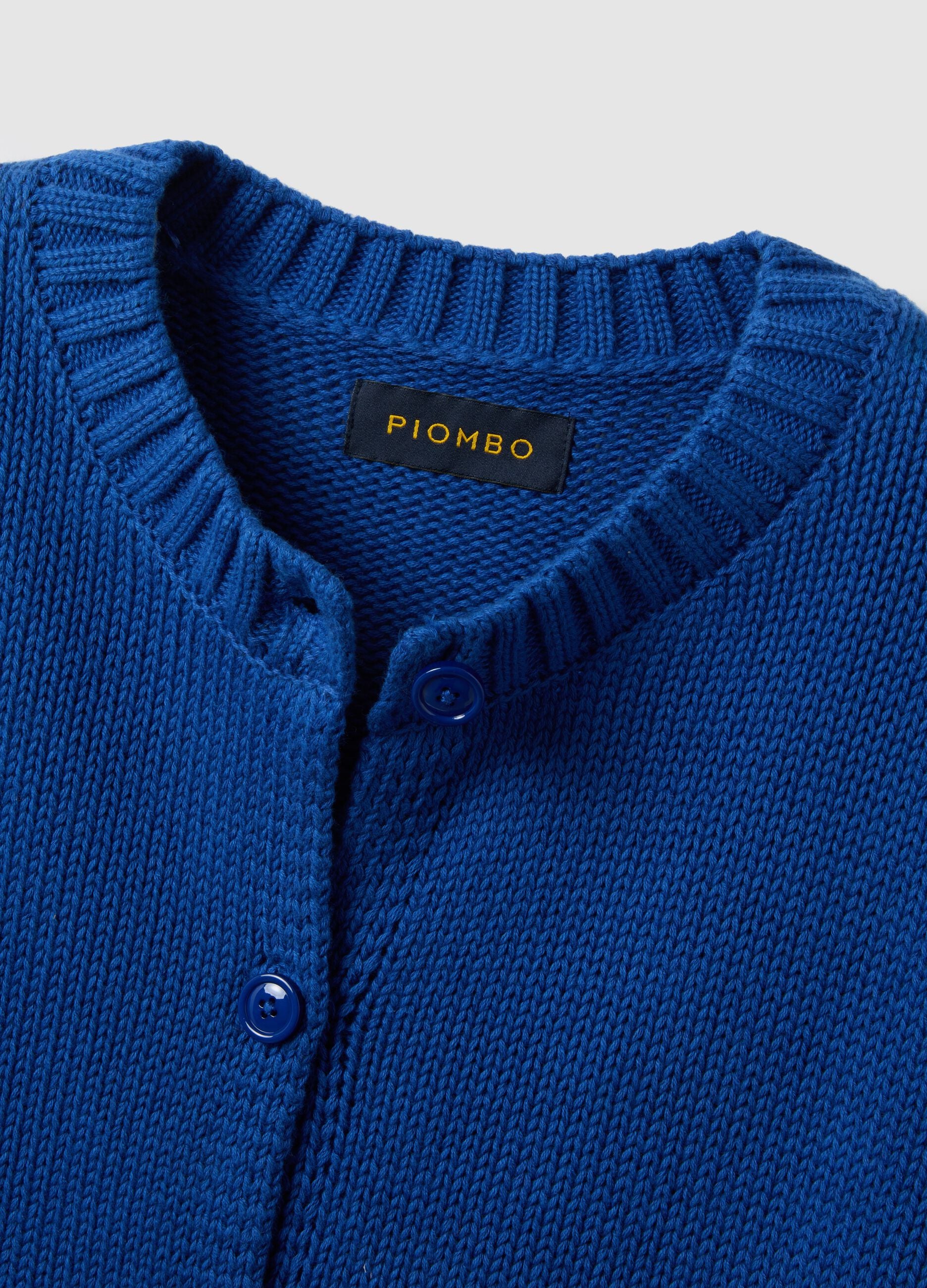 Blue regular fit pure cotton cardigan with buttons