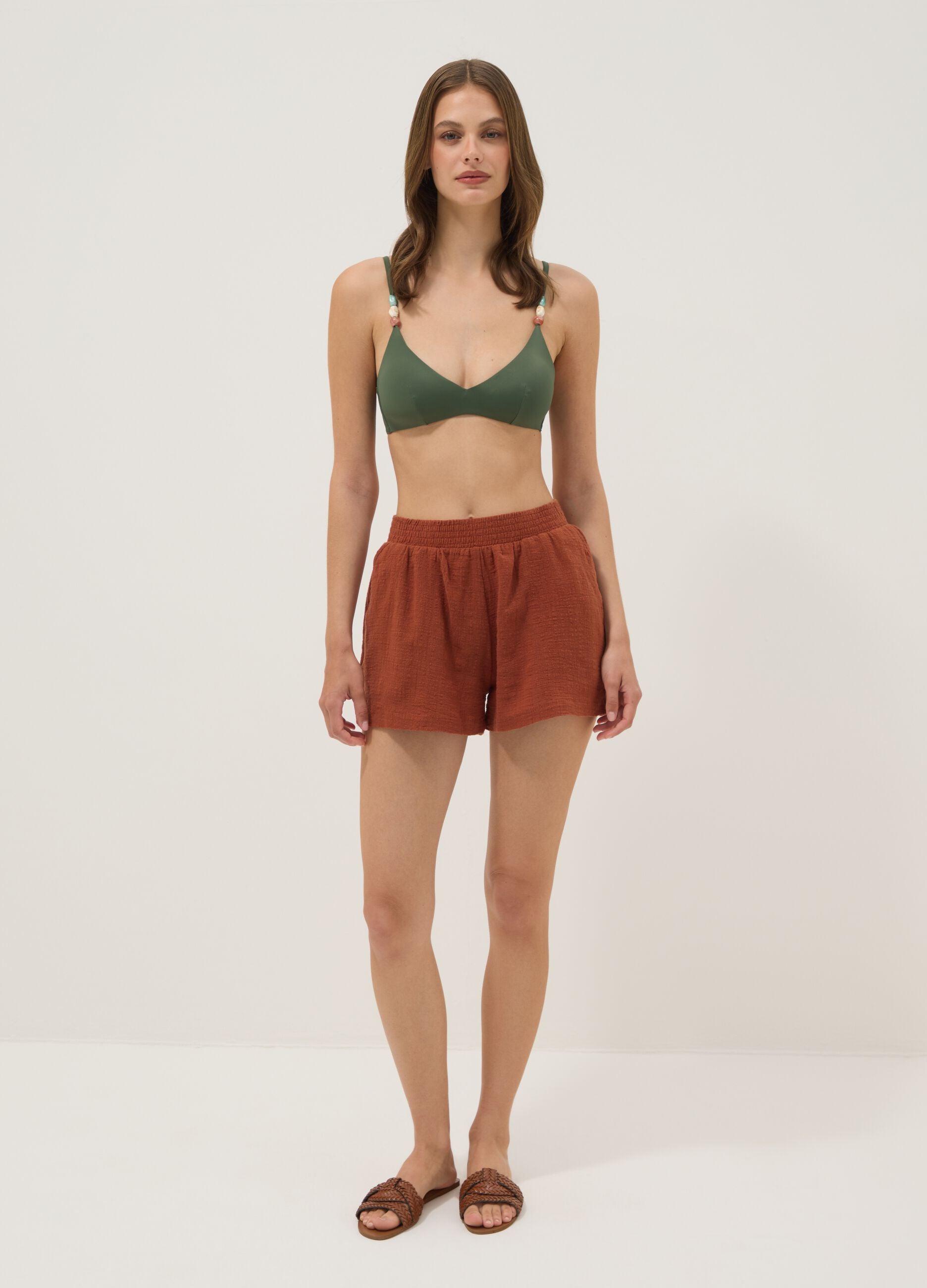 Brown pure cotton shorts