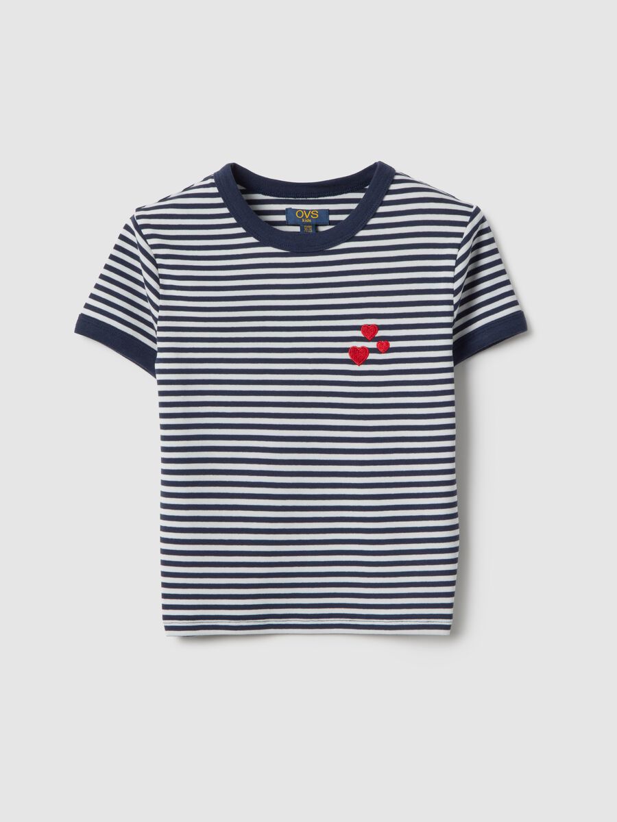 Blue striped stretch T-shirt for girls_3