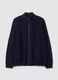 Blue cotton-blend cardigan with collar_4