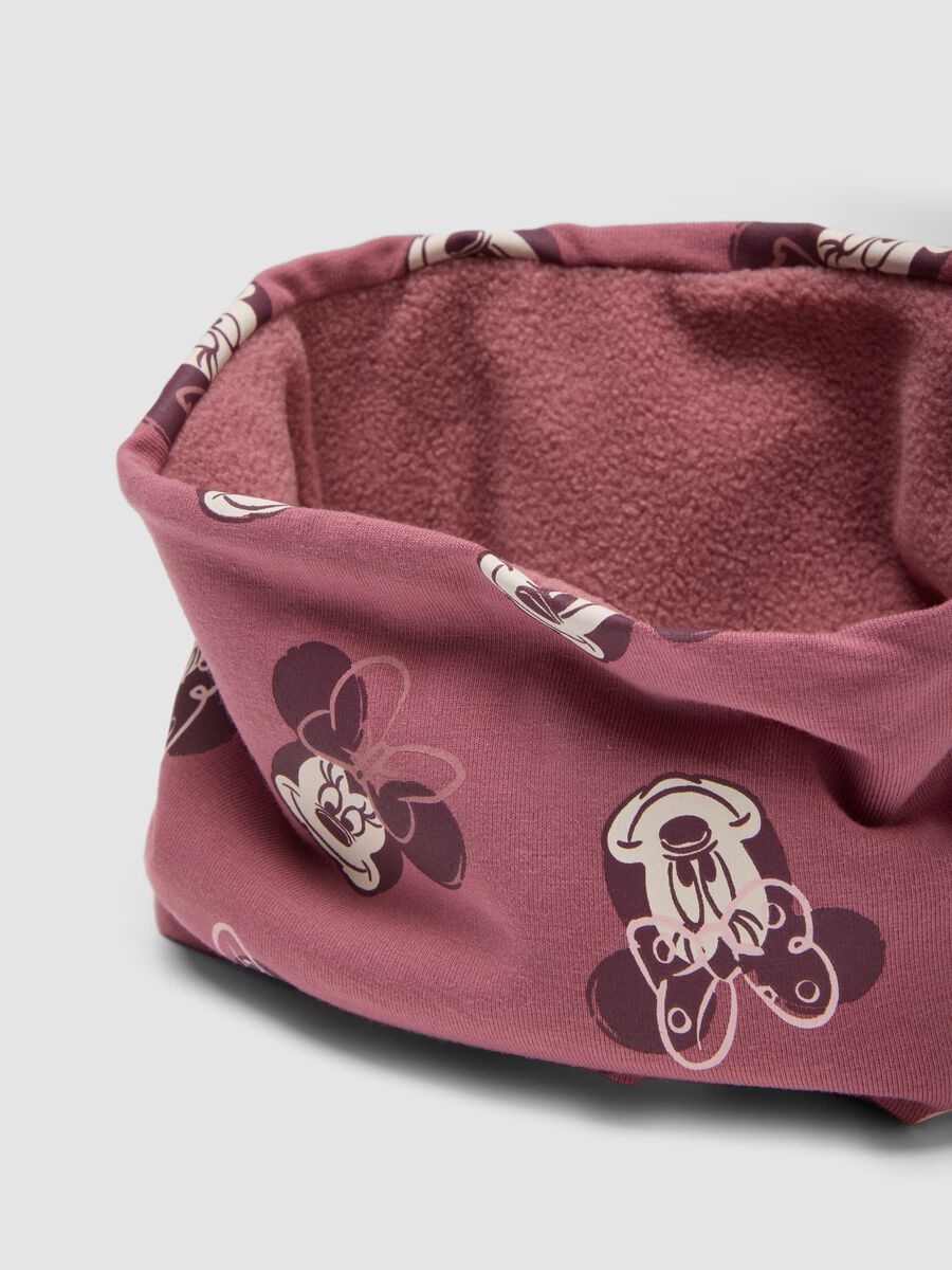 Pink Minnie print stretchy organic cotton scarf for girls_2