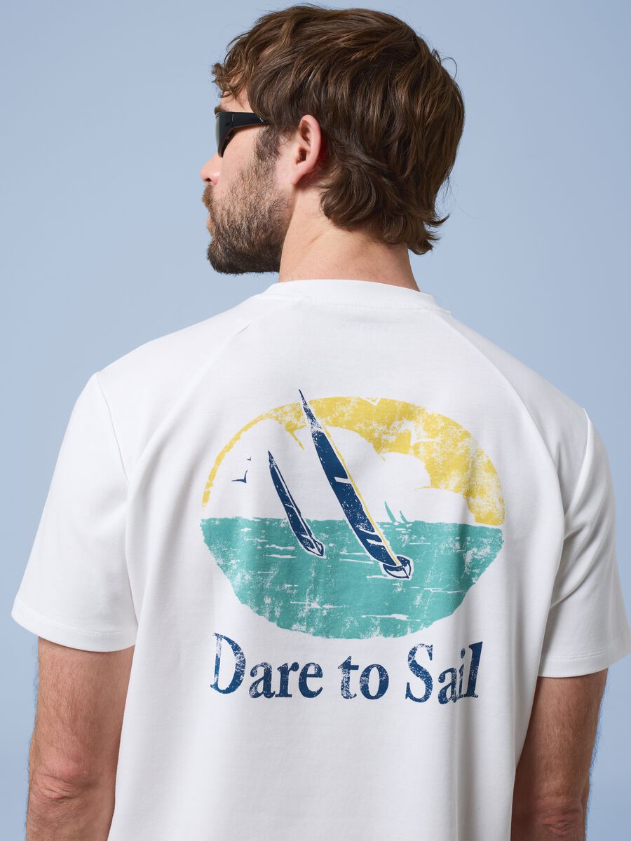 T-shirt bianca in misto cotone elasticizzato ALTAVIA SAILING_2