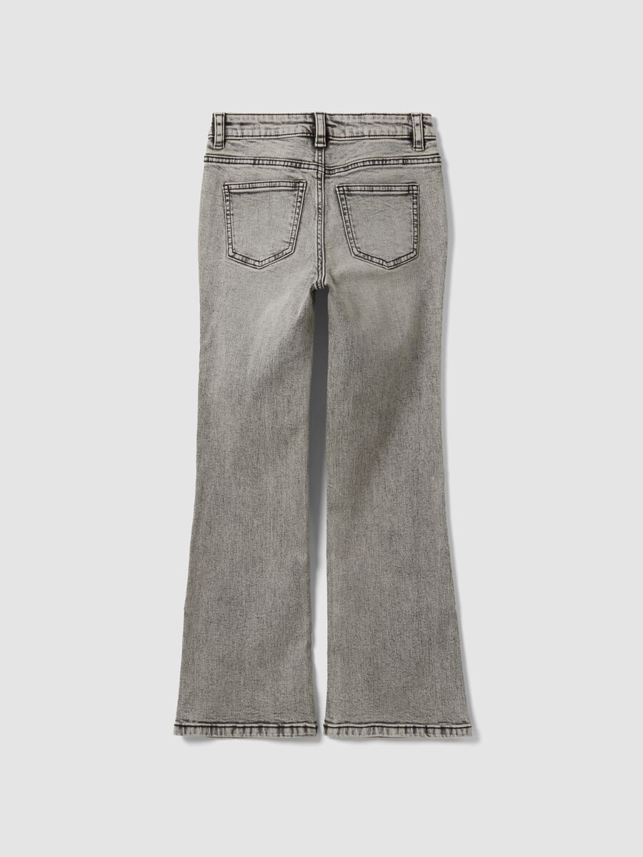 Girls&rsquo; grey flared jeans in stretch cotton_2