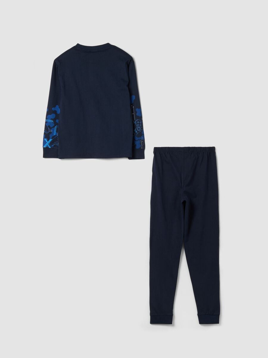 Blue organic cotton PlayStation print pyjamas_1