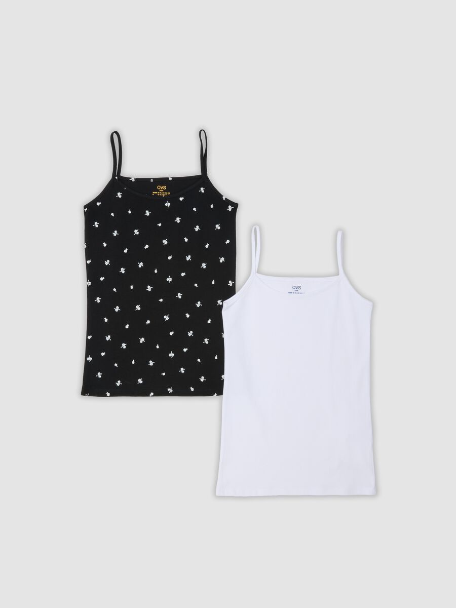 Girls&rsquo; multicolour two-pack of stretch organic cotton vests_0