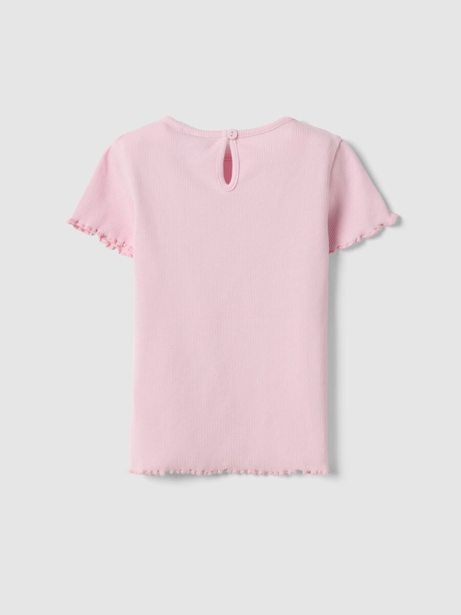 T-shirt in cotone elasticizzato rosa da bimba con disegni_1