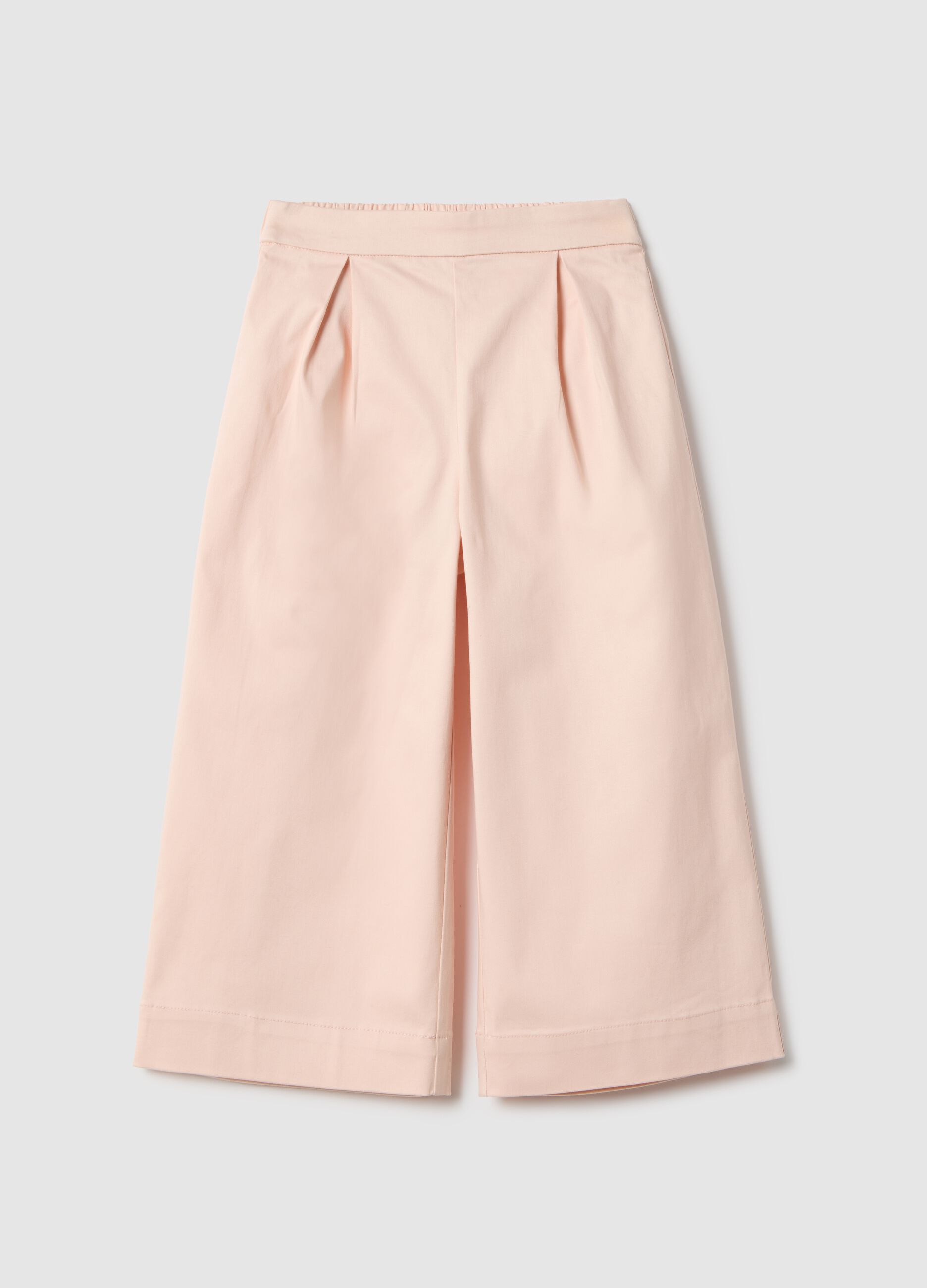 Girls' pink stretch cotton culotte trousers regular fit