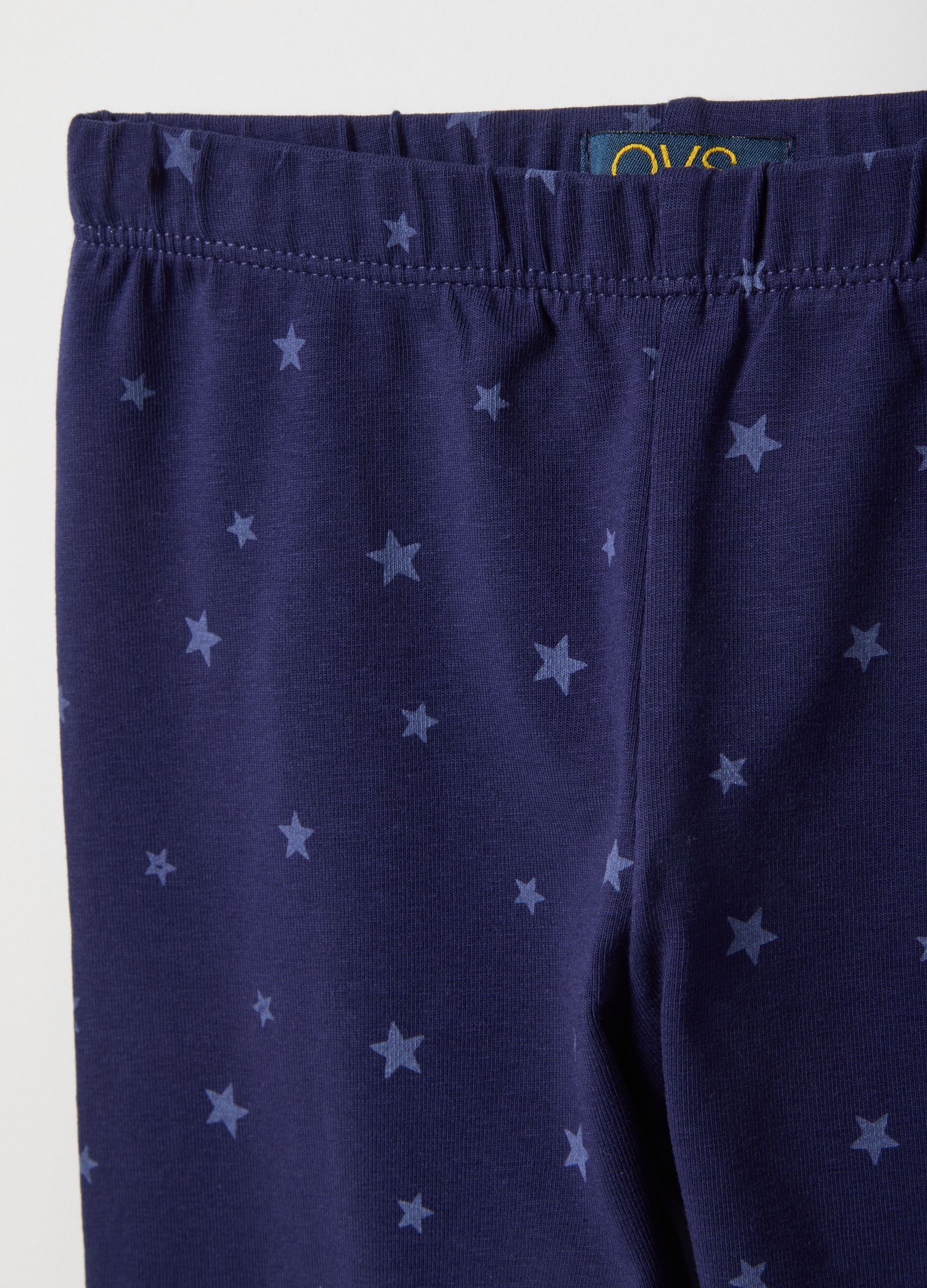 Purple Stretch Cotton Girl's Skinny Fit Leggings with Stars