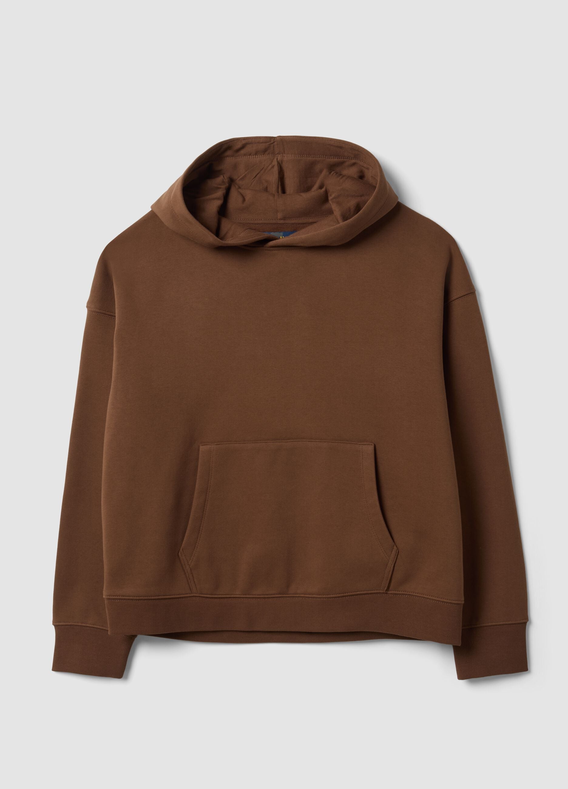 Brown cotton-blend regular-fit hoodie