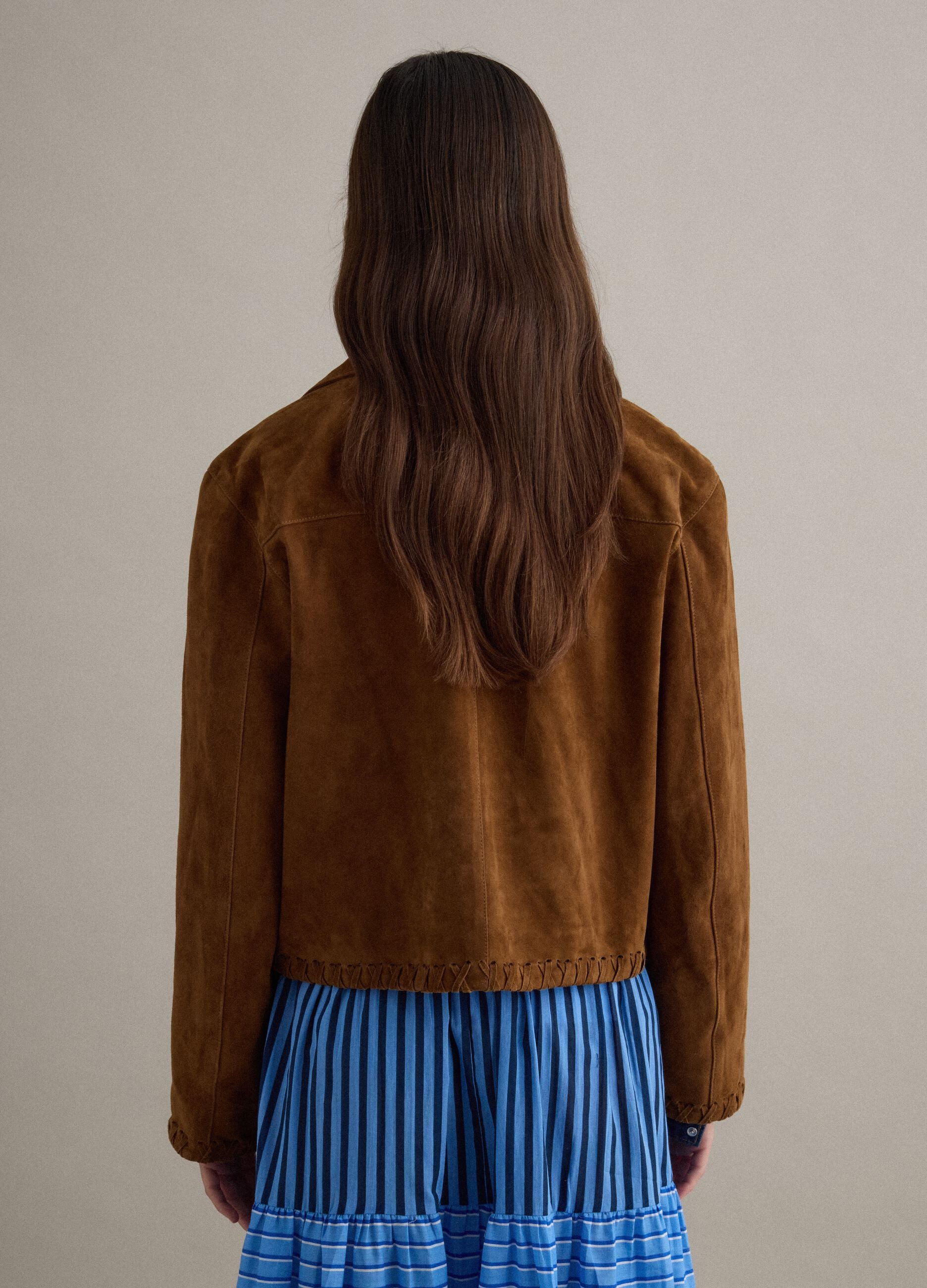 Brown Regular Fit Genuine Leather Blazer