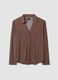 Brown stretch shirt with checked collar, regular fit_0