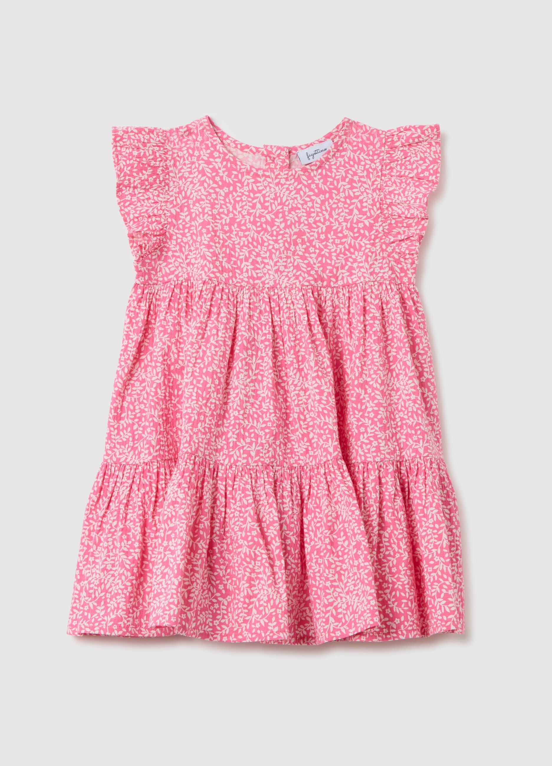 Girls&rsquo; pink dress in cotton blend with regular fit