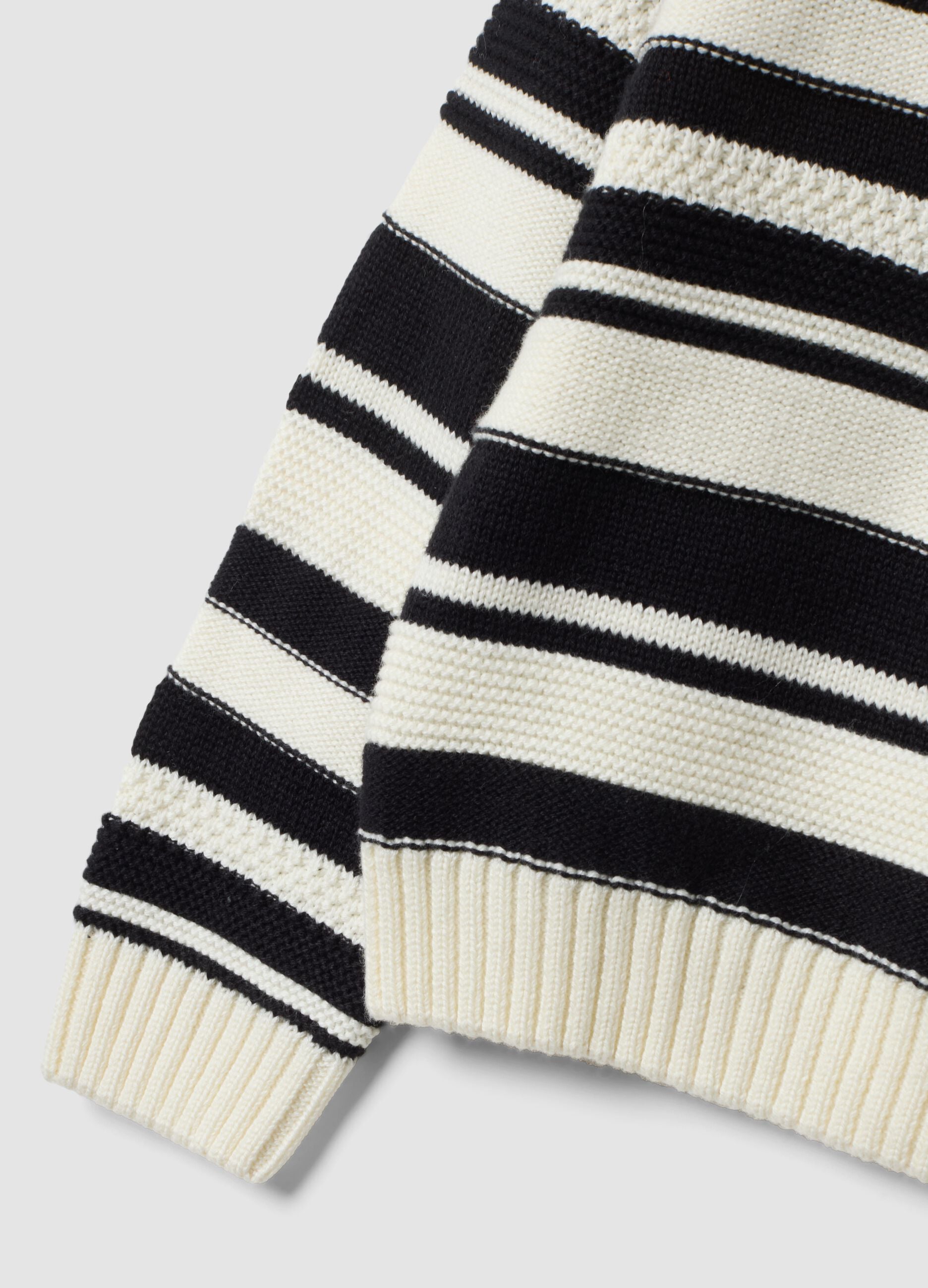 White striped cotton-blend crew-neck top for girls
