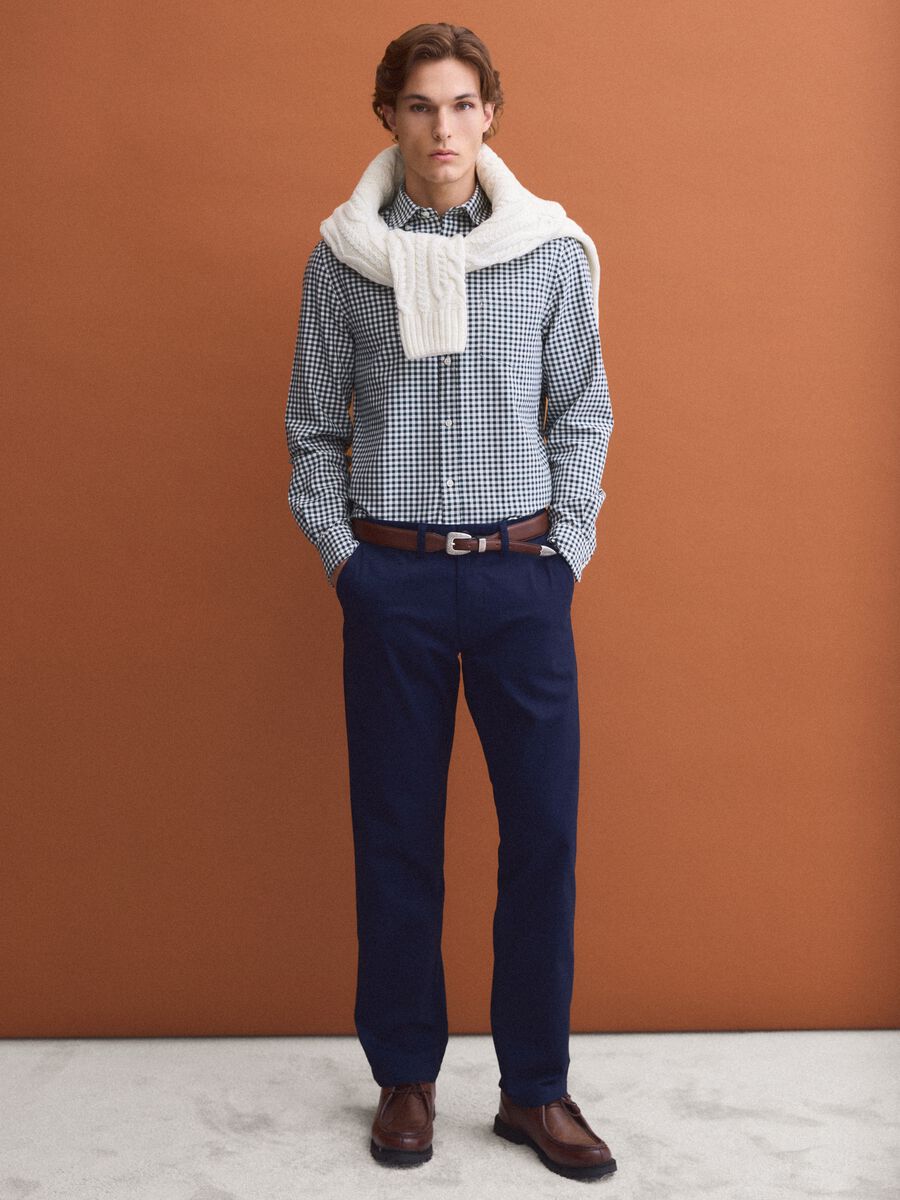 Green checked Oxford shirt in pure cotton with button-down collar, regular fit_2