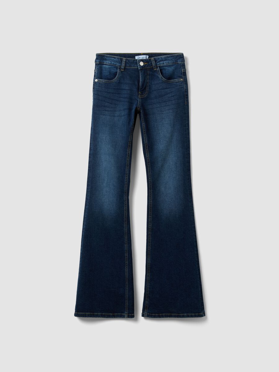 Flared jeans in blue stretch denim cotton_4