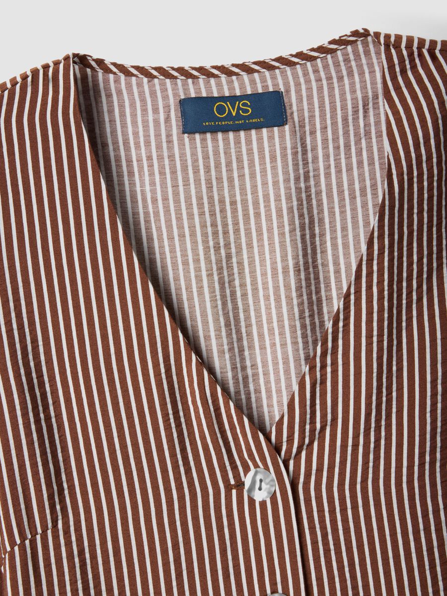 Brown striped viscose-blend shirt dress_5