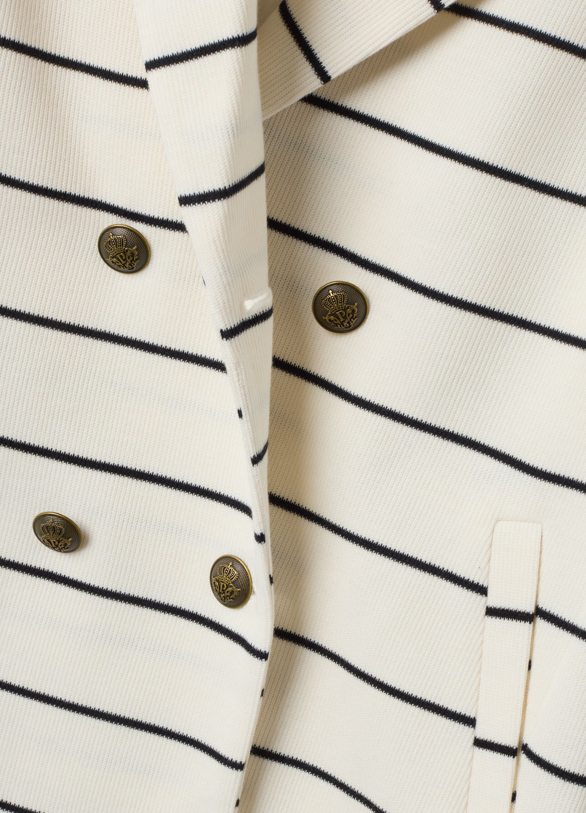 White striped regular-fit double-breasted blazer with classic lapel