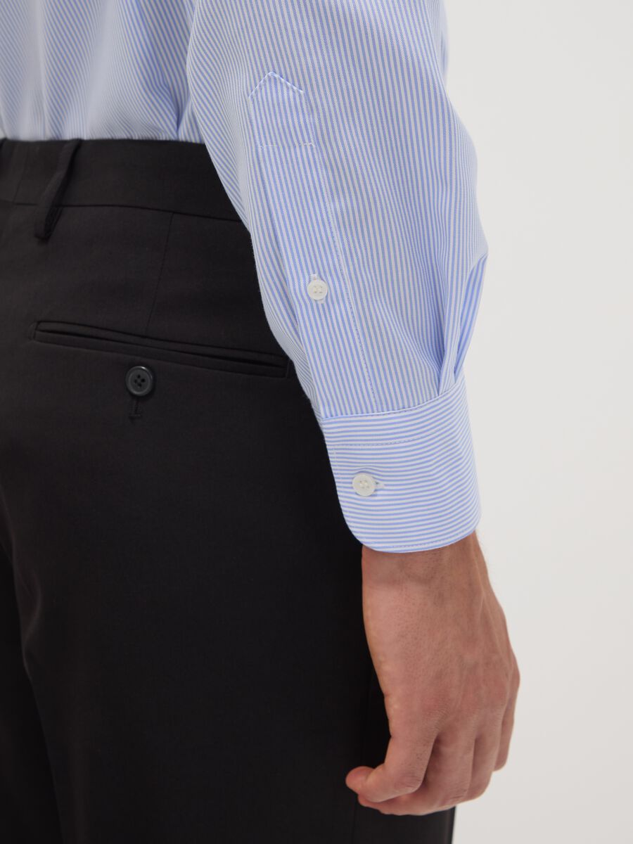 Light blue pure cotton non-iron slim-fit shirt_2
