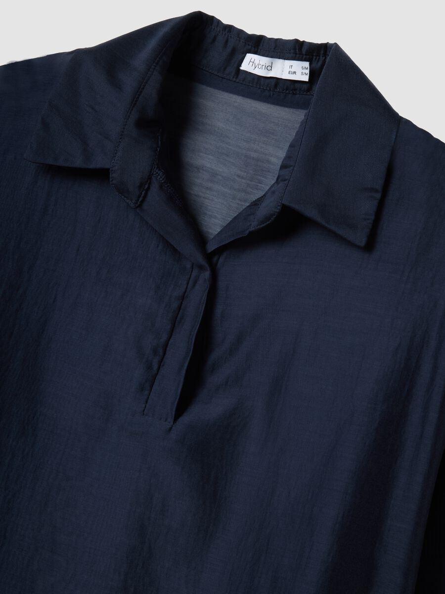 Blue long-sleeve viscose-blend blouse, regular fit_5