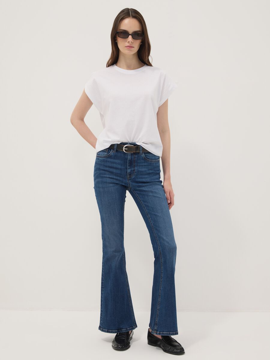 Blue stretch cotton flare jeans_0