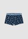 Blue midi boxer briefs in stretch organic cotton with print for boys_0
