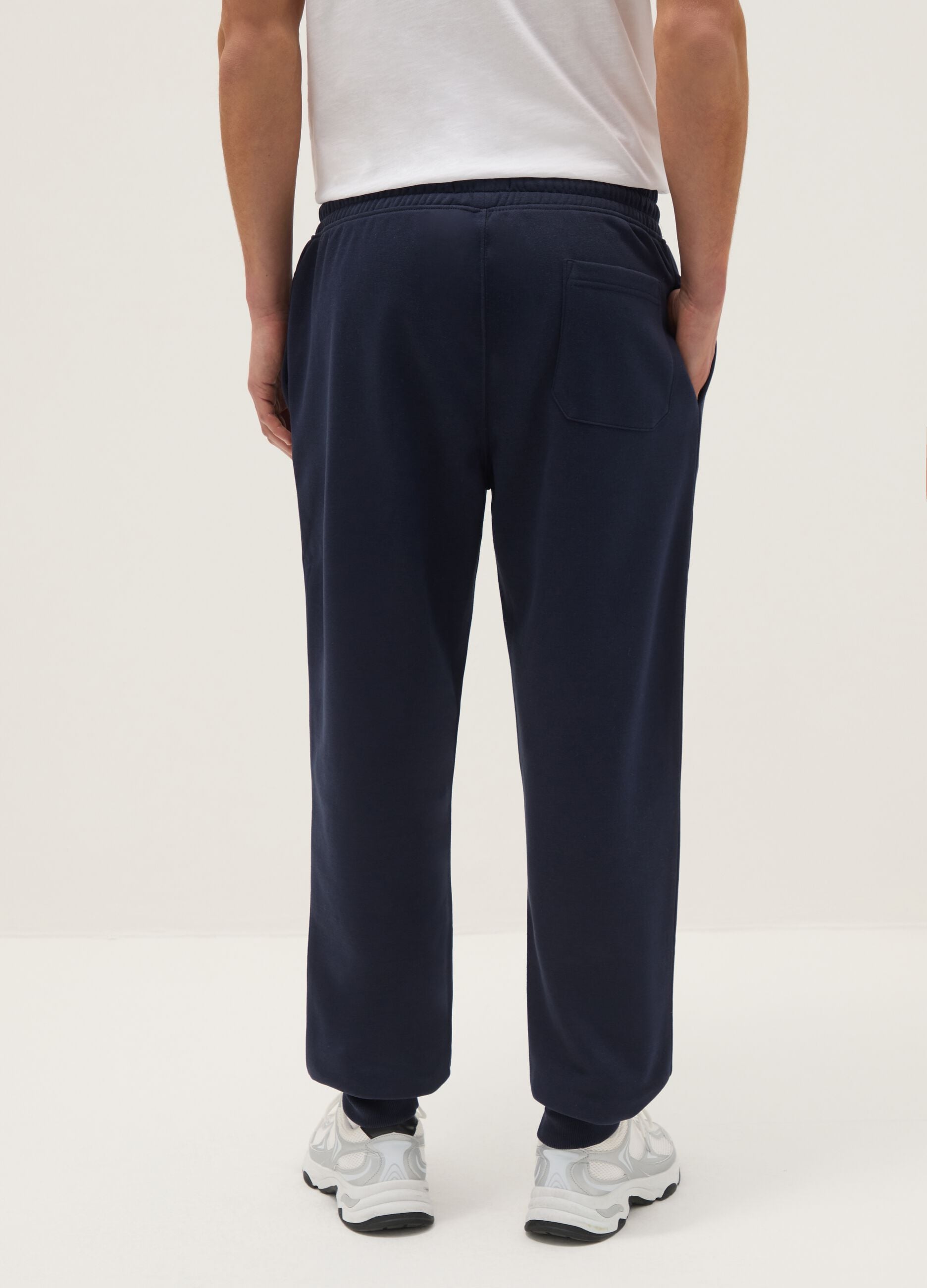 Blue cotton blend jogger trousers with regular fit