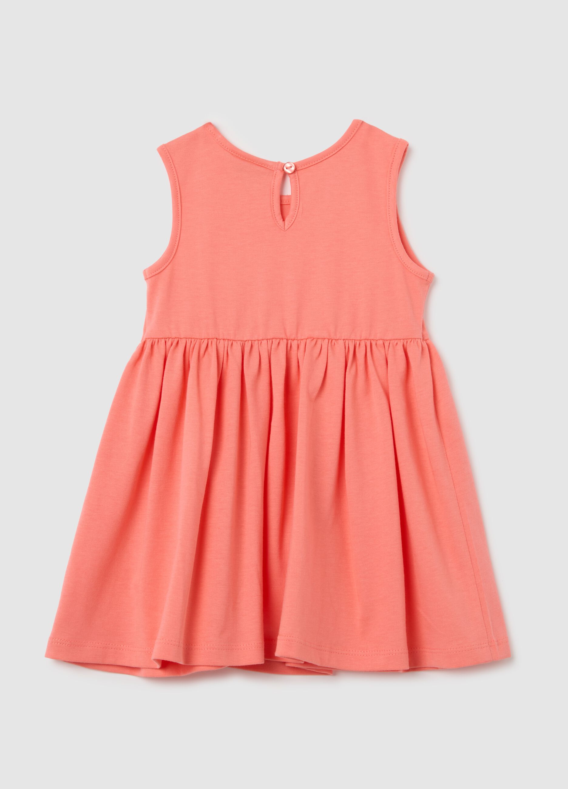 Baby girls&rsquo; orange dress in 100% cotton with regular fit