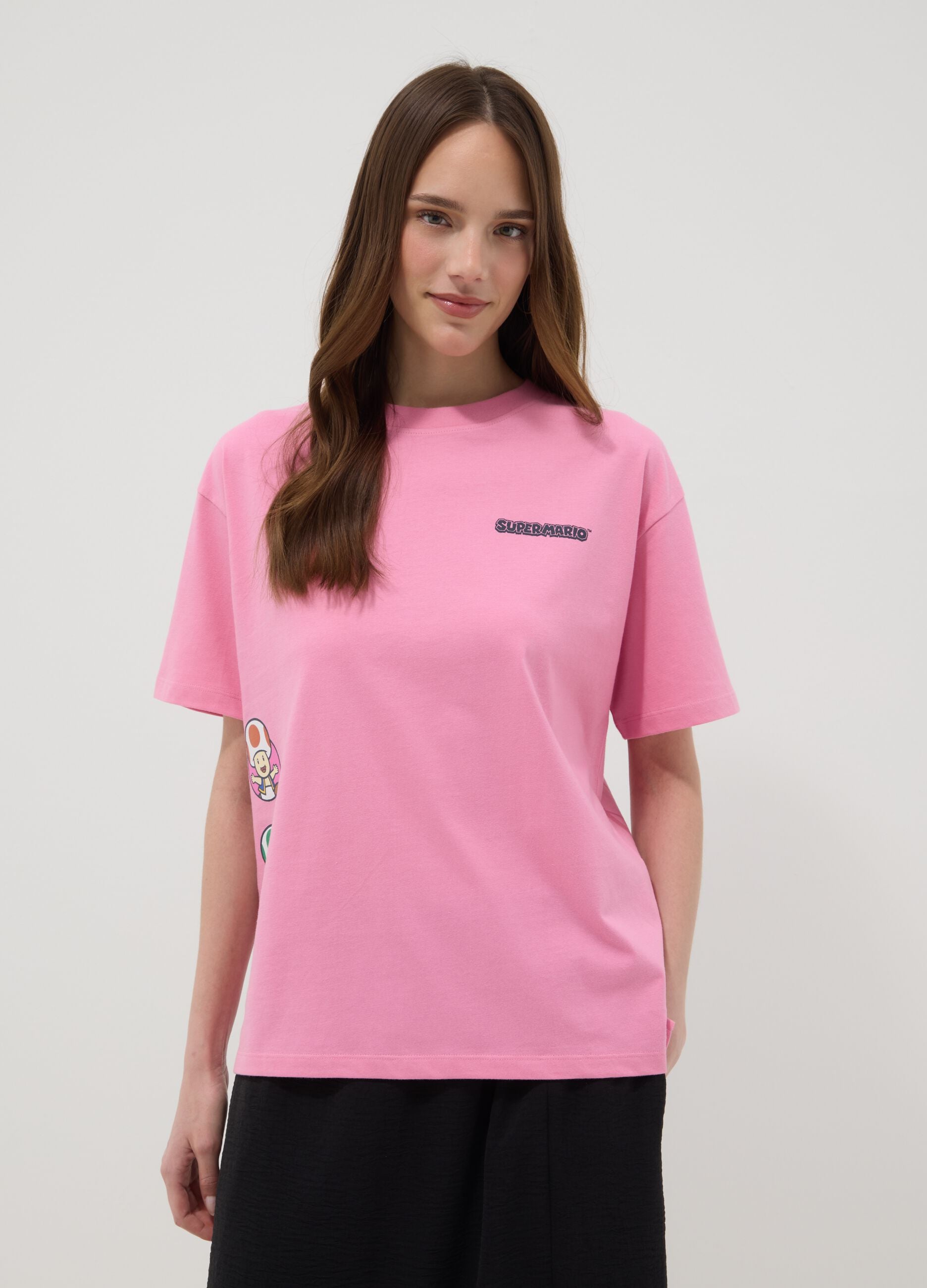 Pink short-sleeved pure cotton T-shirt
