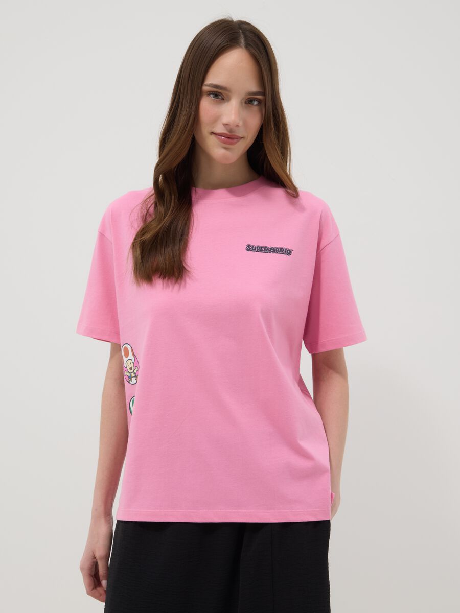 Pink short-sleeved pure cotton T-shirt_0
