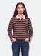 Brown pure cotton striped long-sleeve polo shirt, regular fit_1