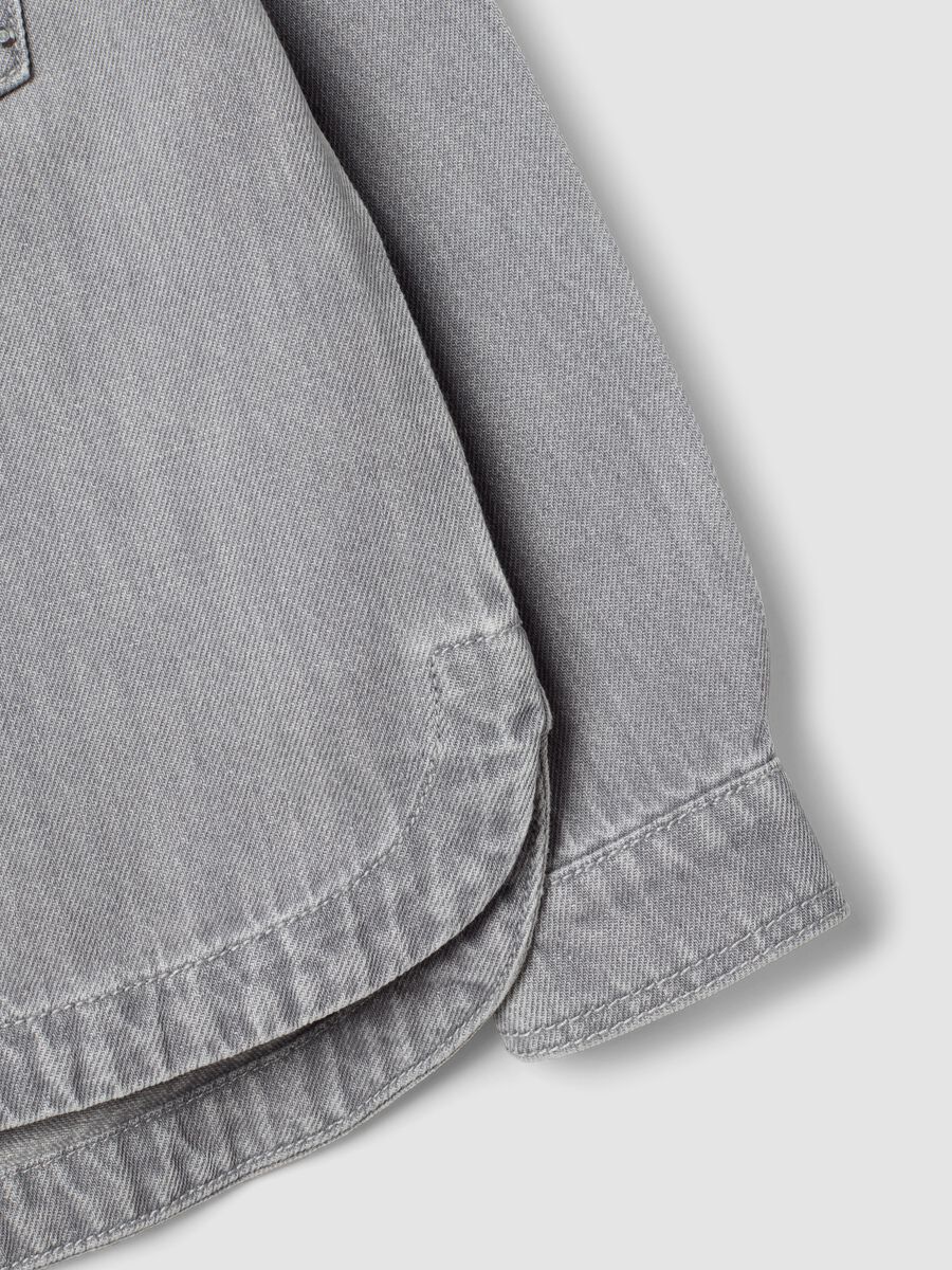 Grey oversized pure cotton shirt with studs for girls_3