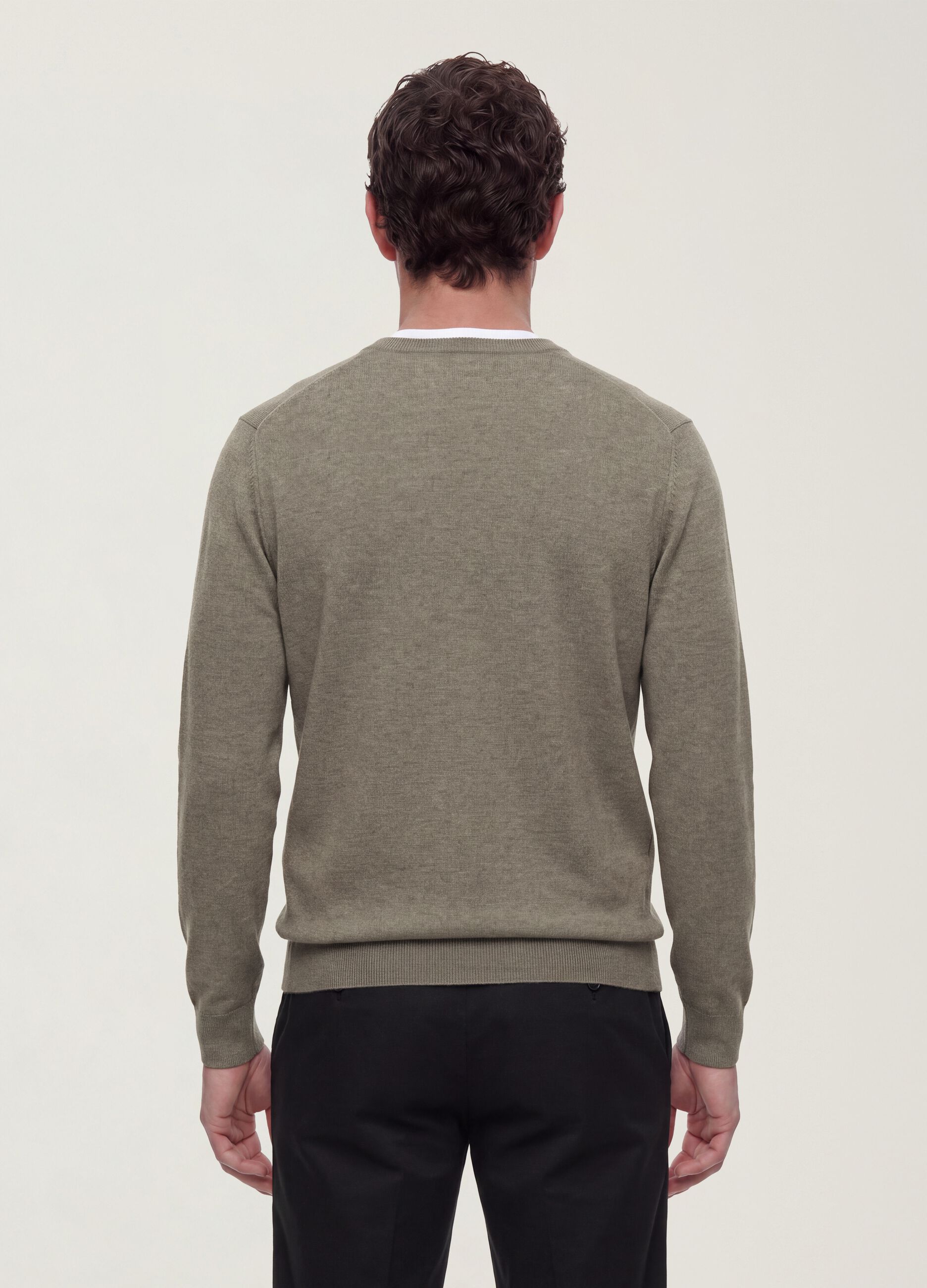 Grey crew-neck viscose-blend jumper, regular fit