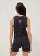 Black stretch cotton tank top with animal print_1