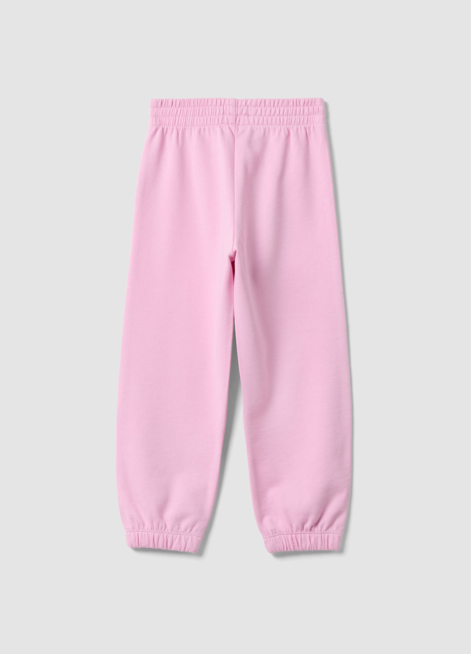 Pink pure cotton regular-fit joggers for girls