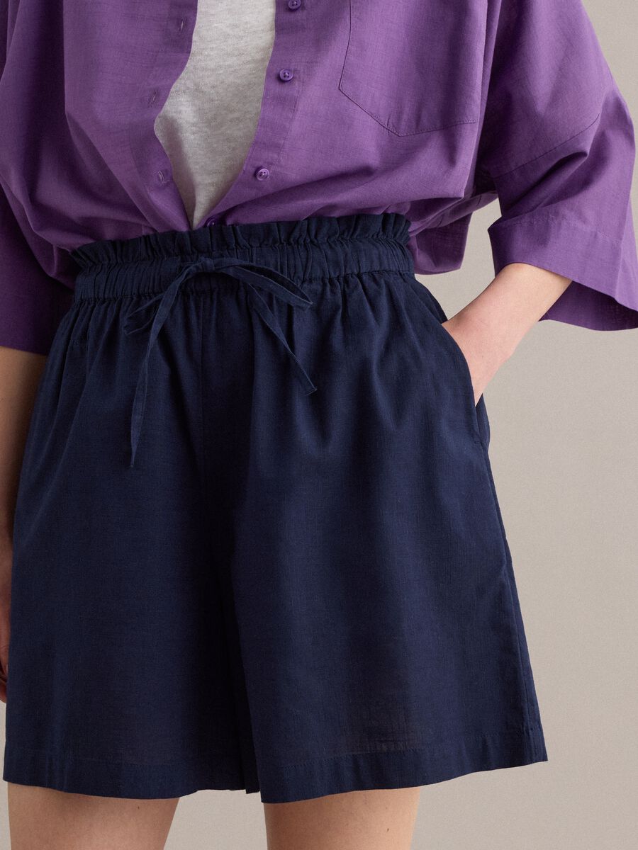 Shorts in puro cotone blu regular fit_3