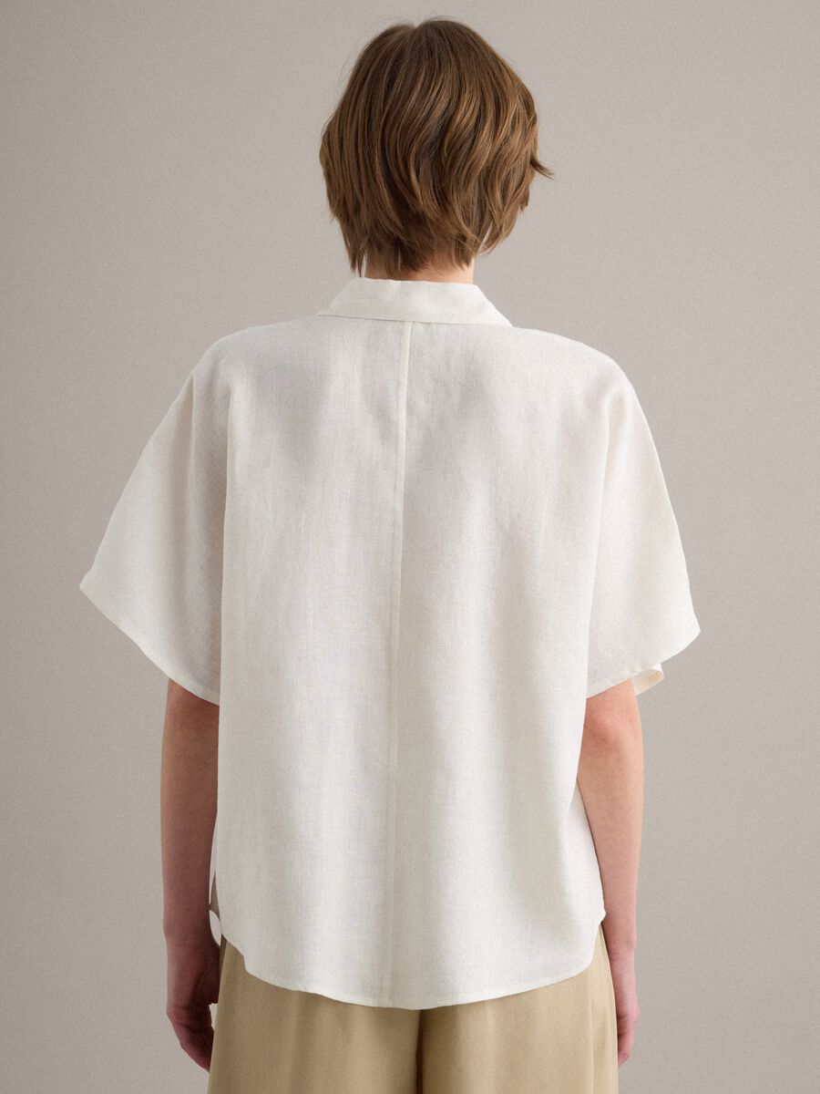 Camicia bianca in puro lino a maniche corte regular fit_3