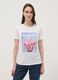 White pure cotton T-shirt with front print_0