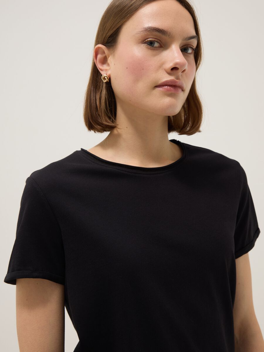 Black pure cotton short sleeve T-shirt regular fit_0