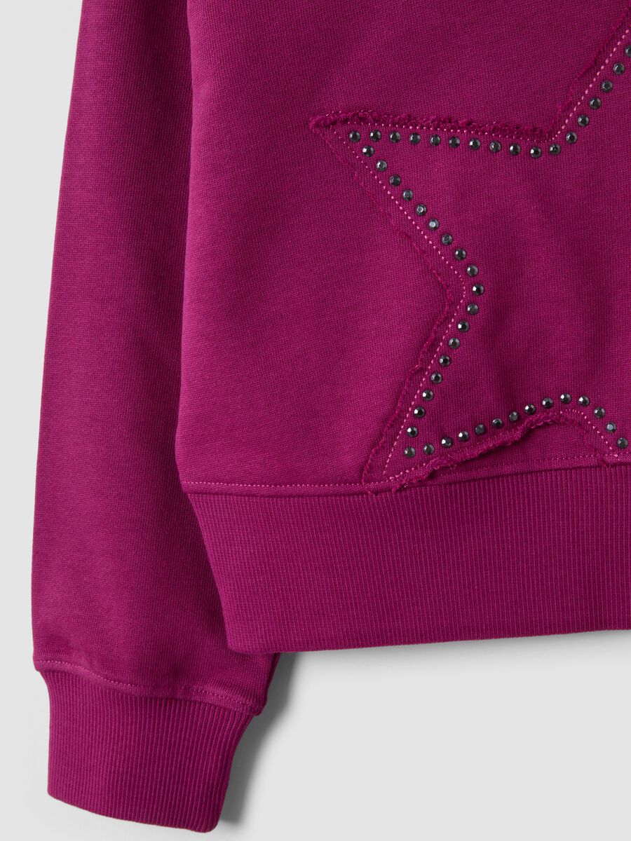 Purple pure cotton crew-neck sweatshirt with stars_2
