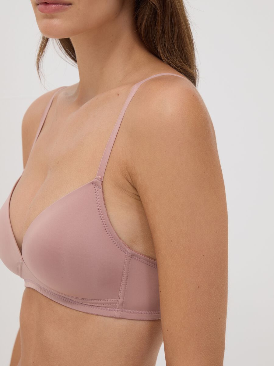 Pink padded bra in stretch fabric_2