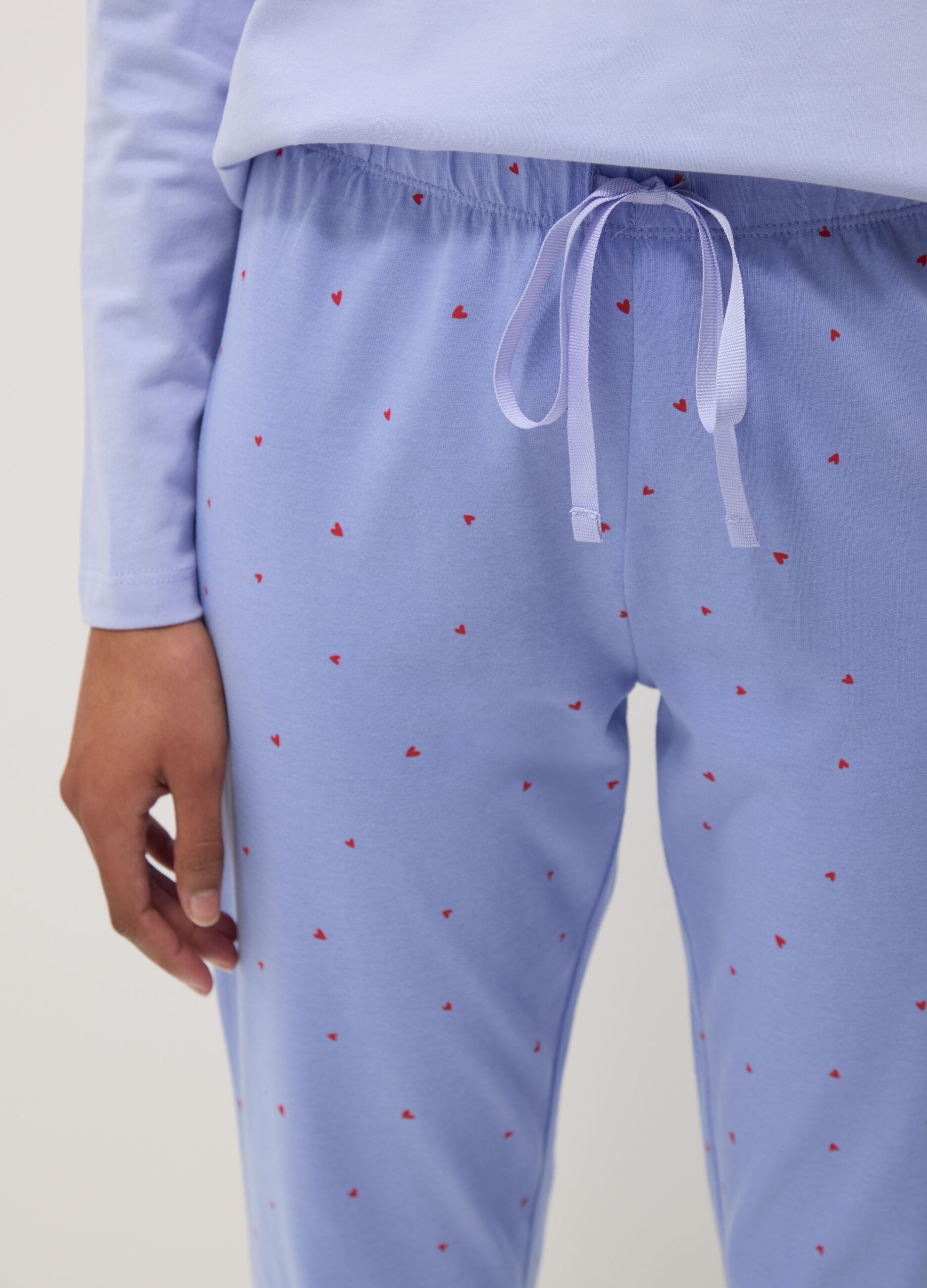 Purple pure cotton pyjamas regular fit with embroidery