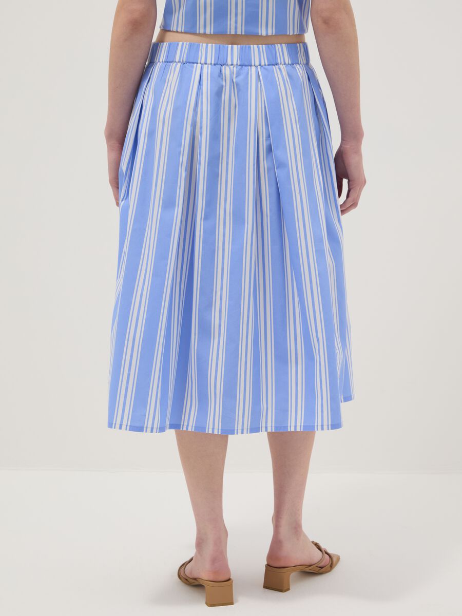 Blue striped pure cotton midi skirt_2