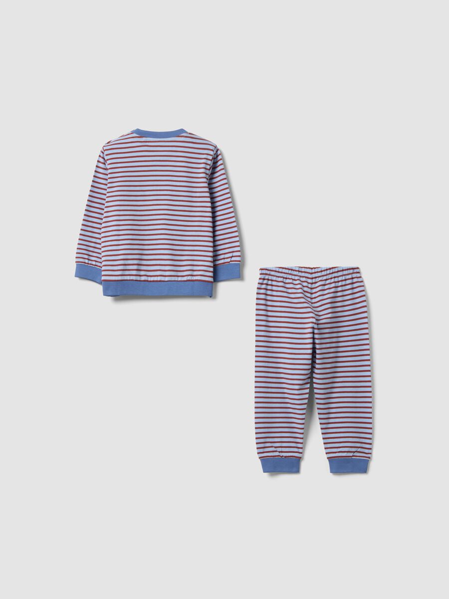 Multicolour striped organic cotton pyjamas with embroidered lettering_1