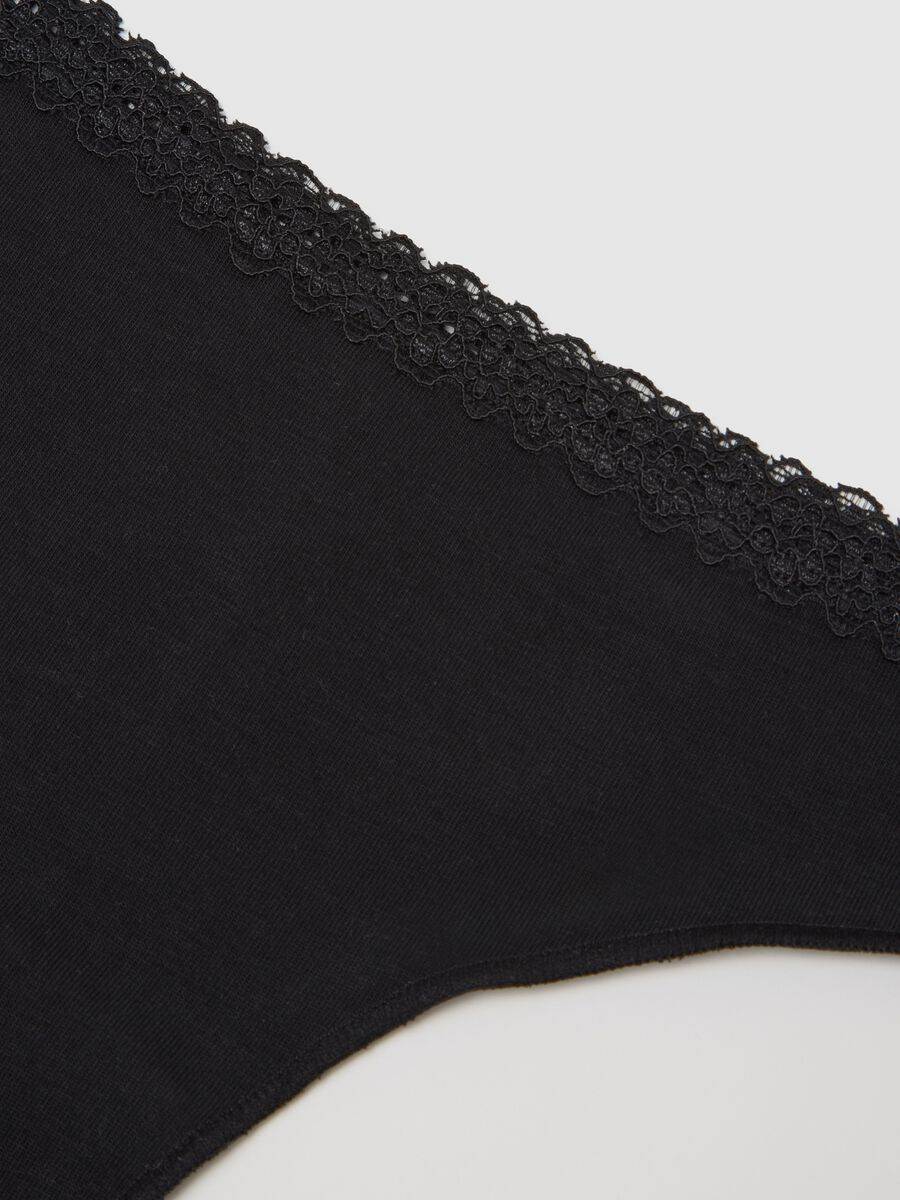 Black Stretch Cotton Brazilian Briefs Regular Fit_5