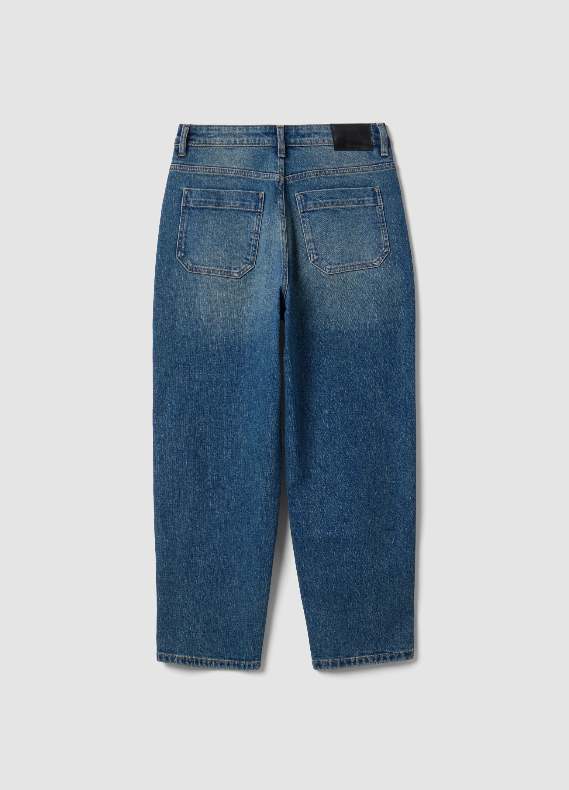 Blue stretch cotton balloon-fit jeans