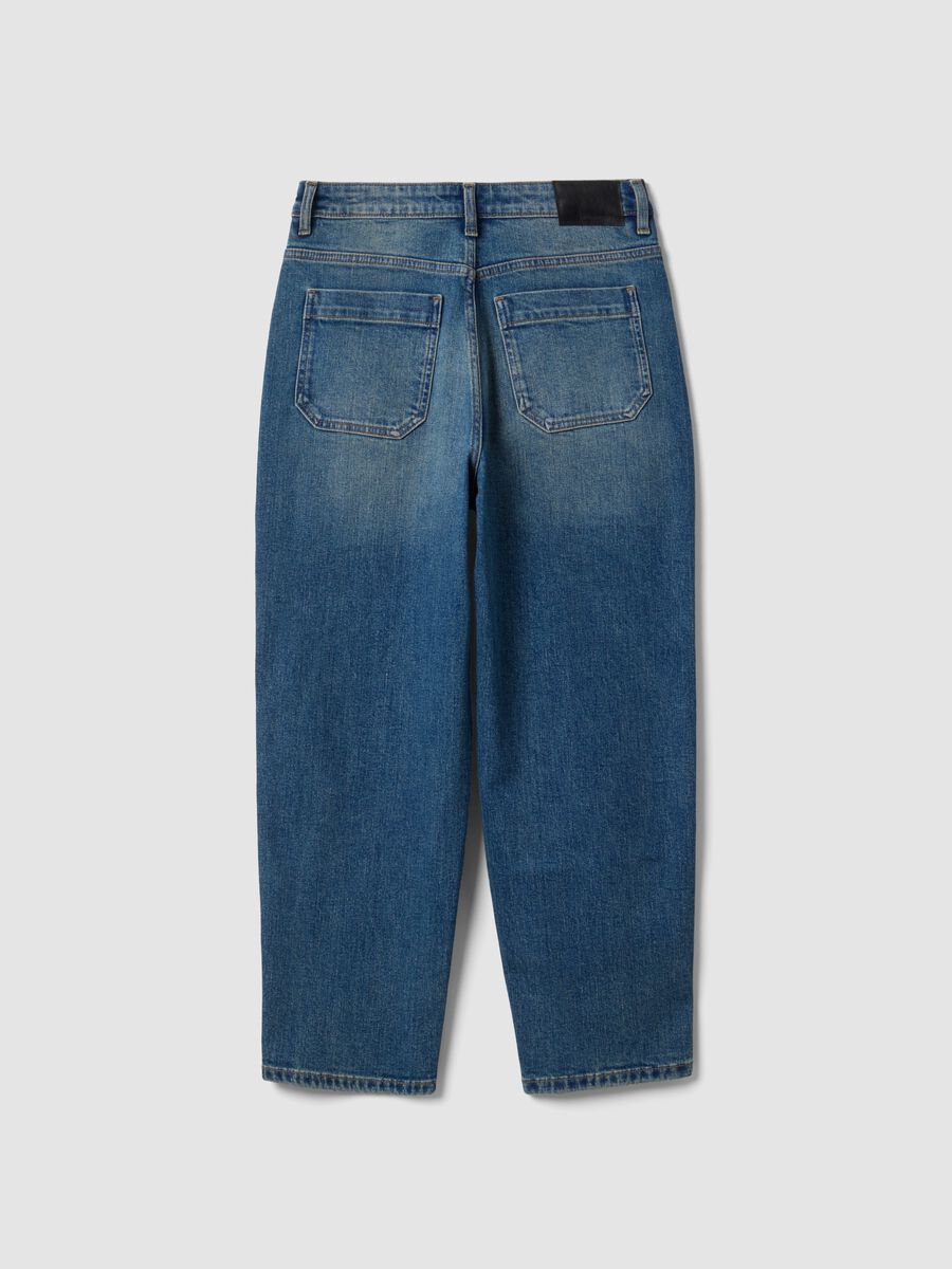 Jeans blu in cotone elasticizzato balloon fit_6