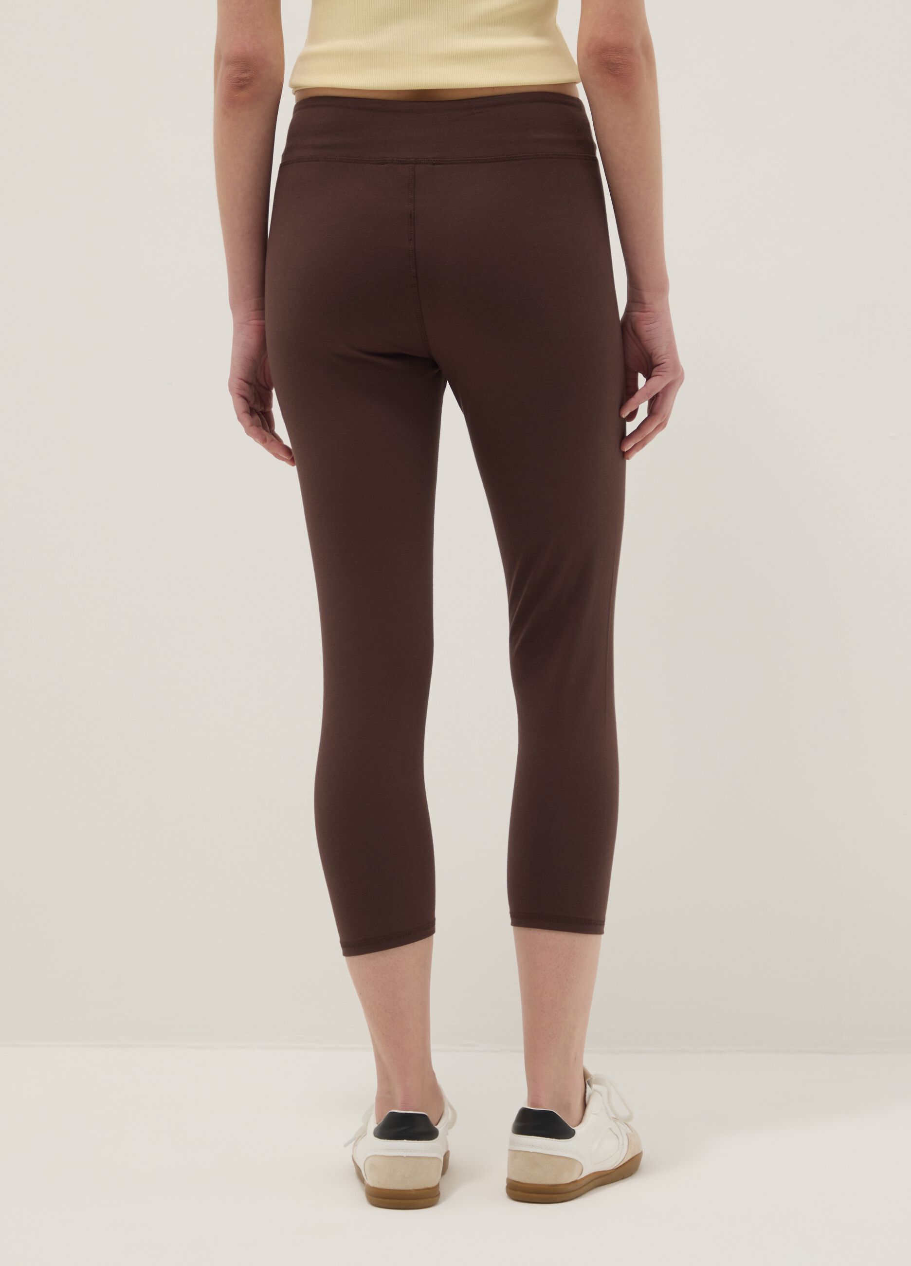 Brown skinny-fit stretch cotton leggings