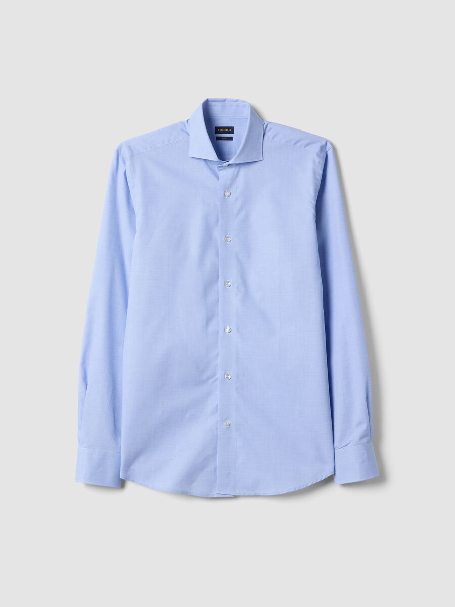 Camicia in puro cotone azzurra slim fit_4